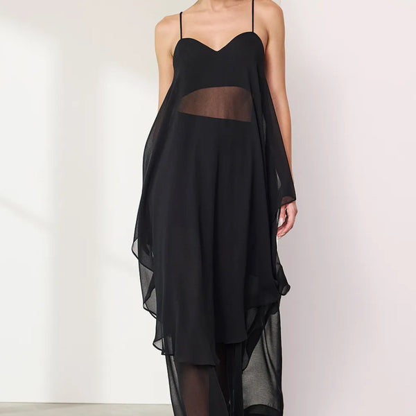 BLUSA ALONGADA LISA COM TRANSPARÊNCIA