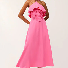 Vestido Super Midi Liso Frente Única