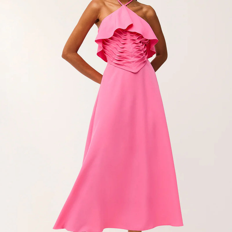 Vestido Super Midi Liso Frente Única