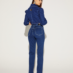 CALÇA FEMININA RETA TRADICIONAL JEANS ONÇA PRETA