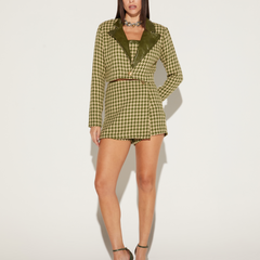 BLAZER CROPPED EM TWEED ONÇA PRETA