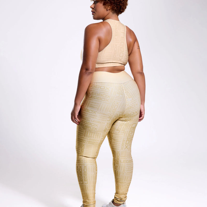Calça Legging Cintura Alta Glow Creme