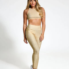 Calça Legging Cintura Alta Glow Creme