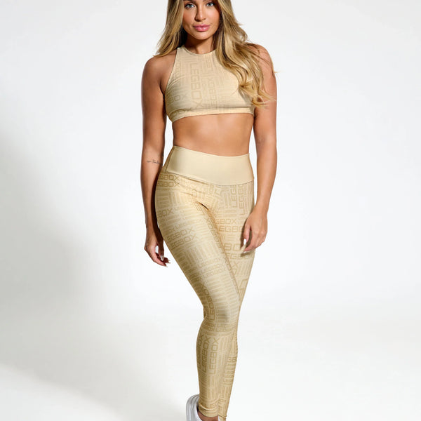 Calça Legging Cintura Alta Glow Creme