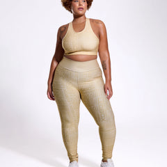 Calça Legging Cintura Alta Glow Creme