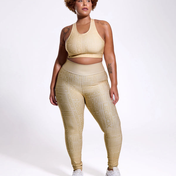 Calça Legging Cintura Alta Glow Creme
