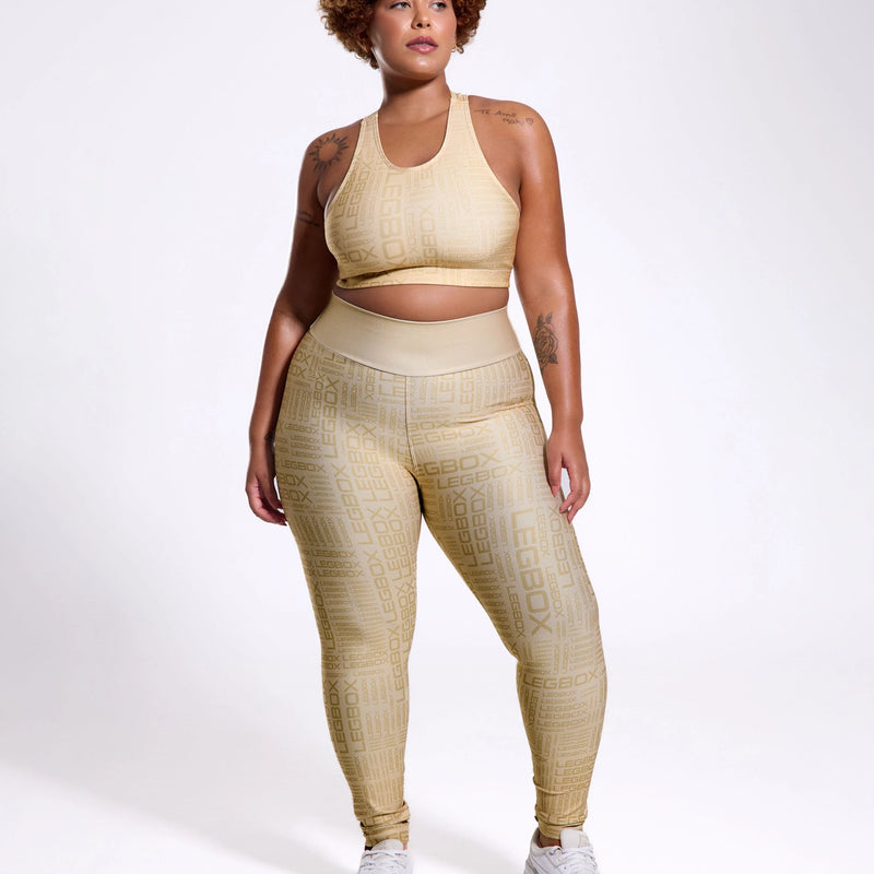 Calça Legging Cintura Alta Glow Creme