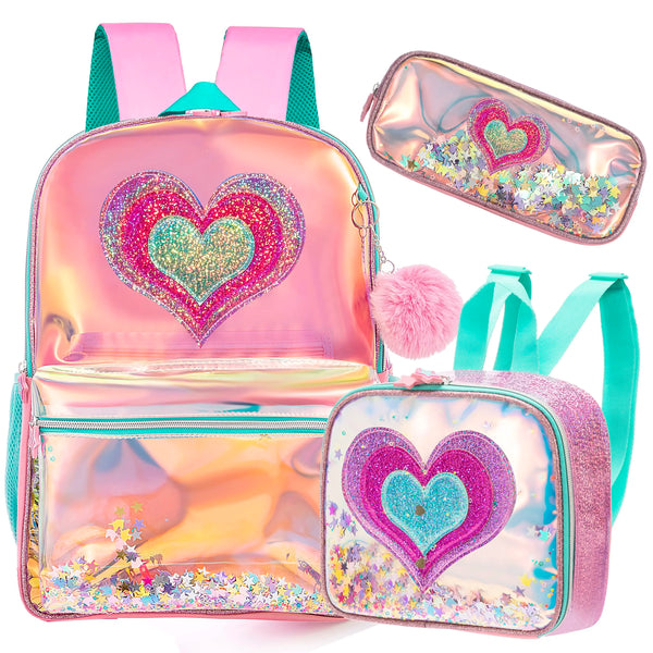 Meetbelify Mochila para Estudantes do Jardim de Infância Elementar, Meninas Limpar Bookbag, Saco De Viagem Em Tamanho Inteiro com Lancheira