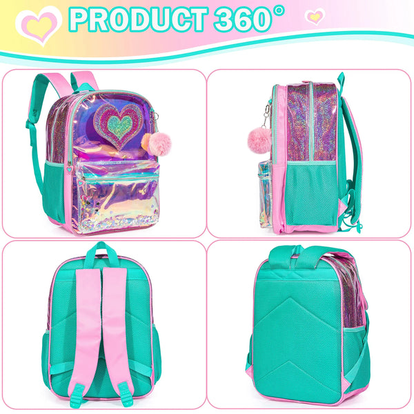Meetbelify Mochila para Estudantes do Jardim de Infância Elementar, Meninas Limpar Bookbag, Saco De Viagem Em Tamanho Inteiro com Lancheira